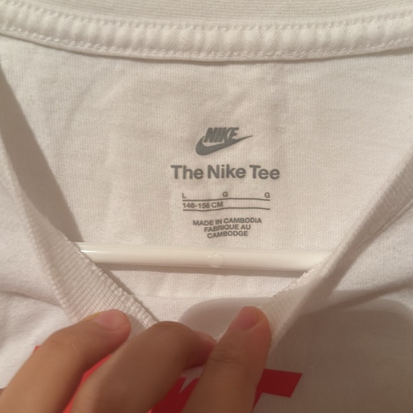 Nike White Tee with Pink Logo - Picture 2 of 2